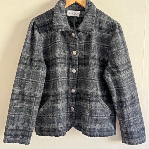 Urban Quest Vintage Gray Plaid Jacket Native American Style Buttons, Wool Blend - Picture 1 of 11